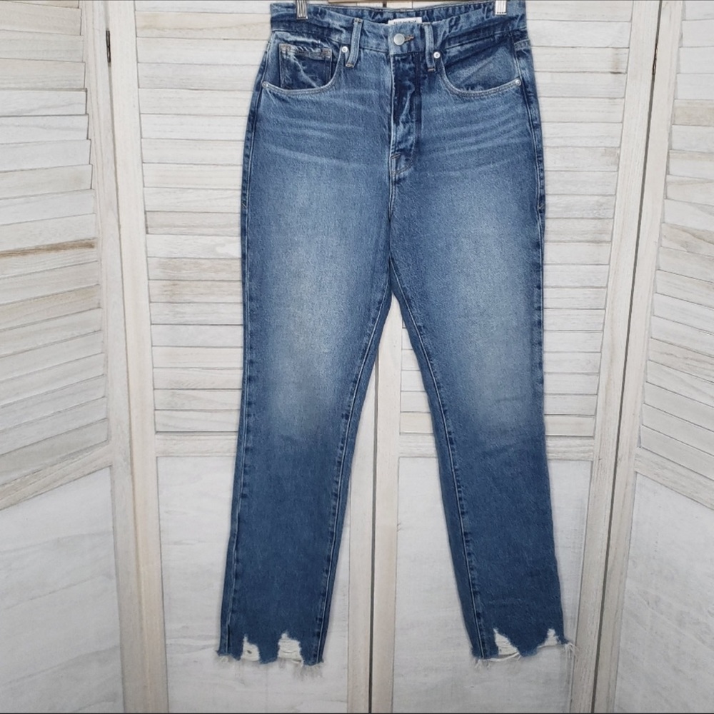 Good American Good Boy Chewed Hem Jeans 6 28 High